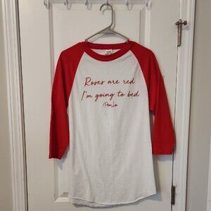 Piper Lou Roses Are Red I'm Going To Bed 3/4 Sleeve T-shirt Size Medium